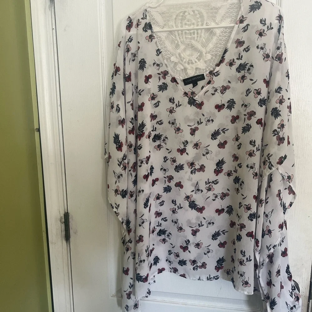 Lane Bryant Floral Print Blouse - Cream and Red - Picture 2 of 3